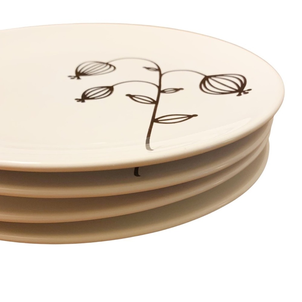 Ikea oval snack plates black white mod Scandinavian botanical minimalist pattern